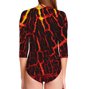 Lava Burning Print Long Sleeve Swimsuit