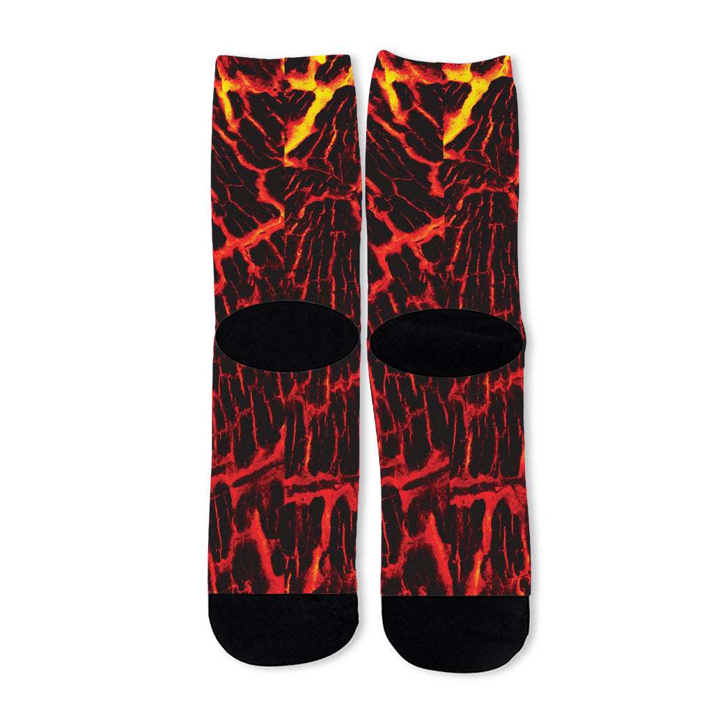 Lava Burning Print Long Socks