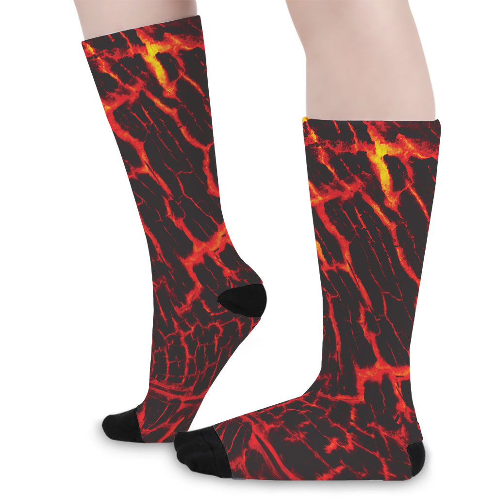 Lava Burning Print Long Socks