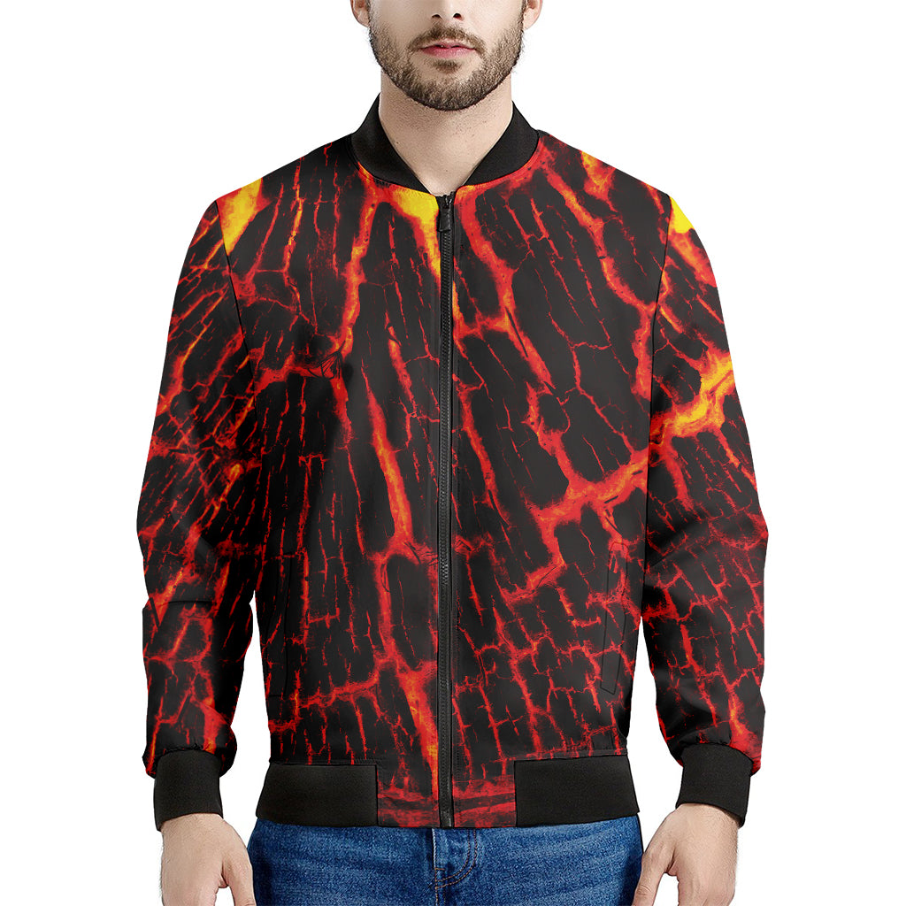 Lava Burning Print Men's Bomber Jacket