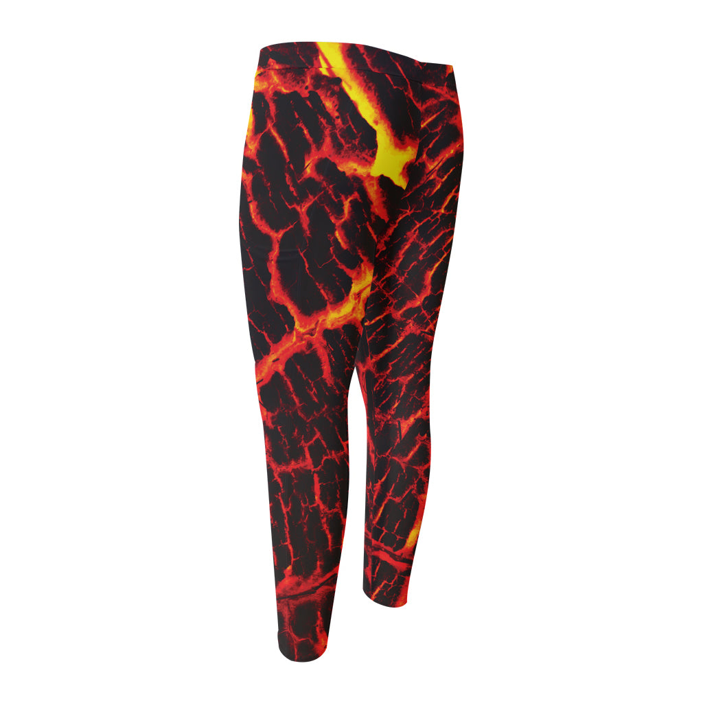 Lava Burning Print Men's Compression Pants