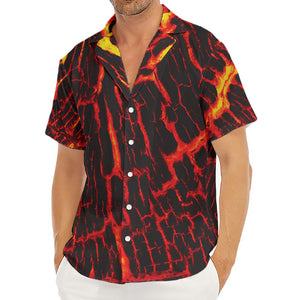 Lava Burning Print Men's Deep V-Neck Shirt