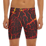 Lava Burning Print Men's Long Boxer Briefs