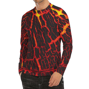 Lava Burning Print Men's Long Sleeve Rash Guard