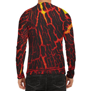 Lava Burning Print Men's Long Sleeve Rash Guard