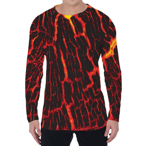 Lava Burning Print Men's Long Sleeve T-Shirt