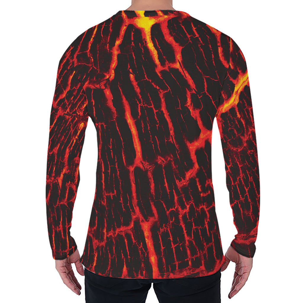 Lava Burning Print Men's Long Sleeve T-Shirt