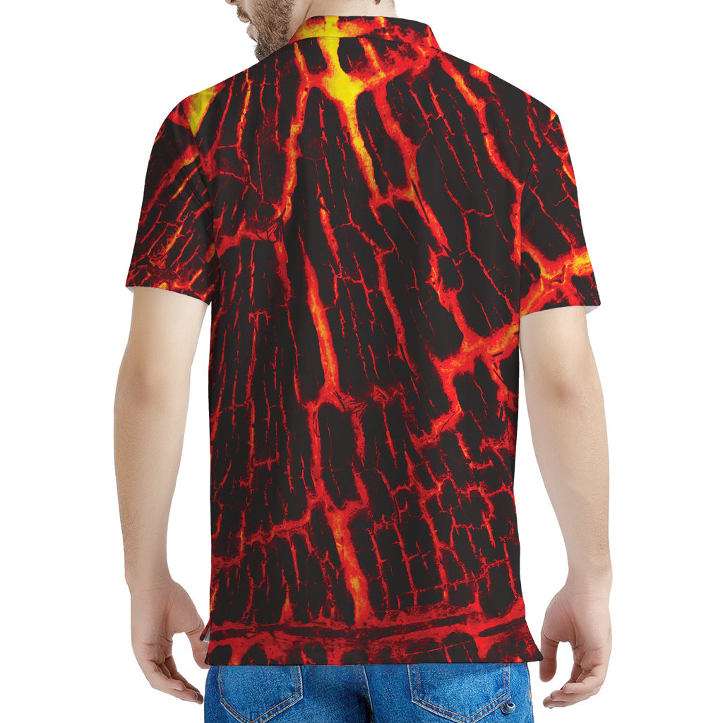 Lava Burning Print Men's Polo Shirt