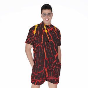 Lava Burning Print Men's Rompers