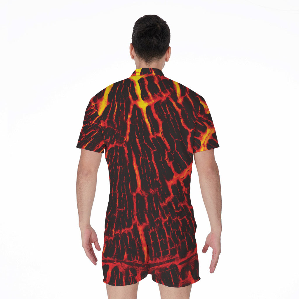 Lava Burning Print Men's Rompers