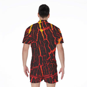 Lava Burning Print Men's Rompers