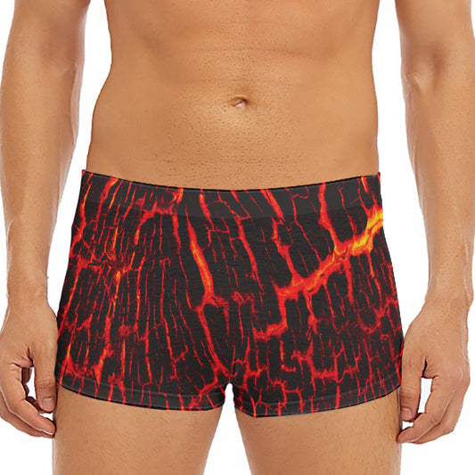Lava Burning Print Men's Short Boxer Briefs