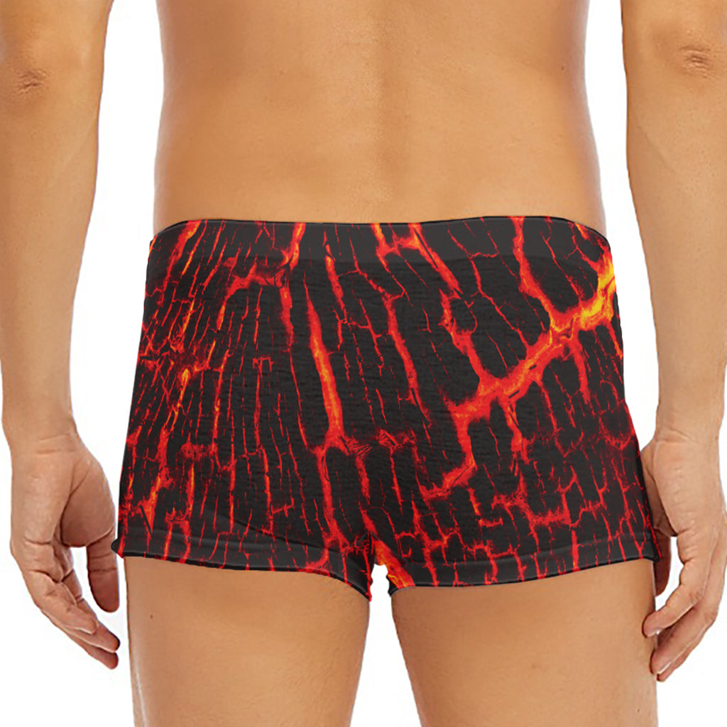 Lava Burning Print Men's Short Boxer Briefs