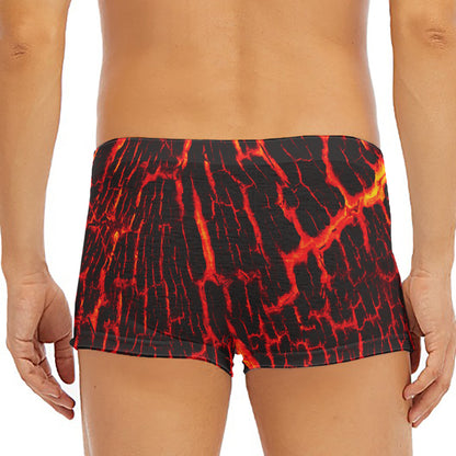 Lava Burning Print Men's Short Boxer Briefs