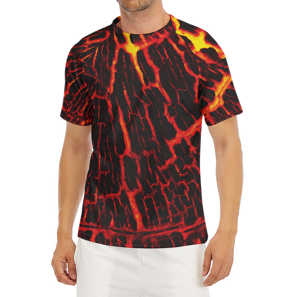 Lava Burning Print Men's Short Sleeve Rash Guard