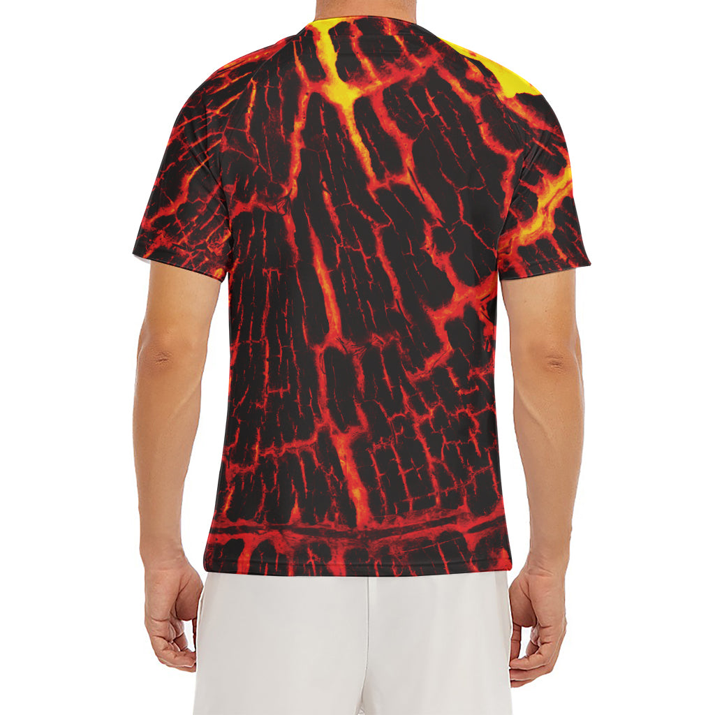 Lava Burning Print Men's Short Sleeve Rash Guard