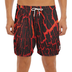 Lava Burning Print Men's Split Running Shorts