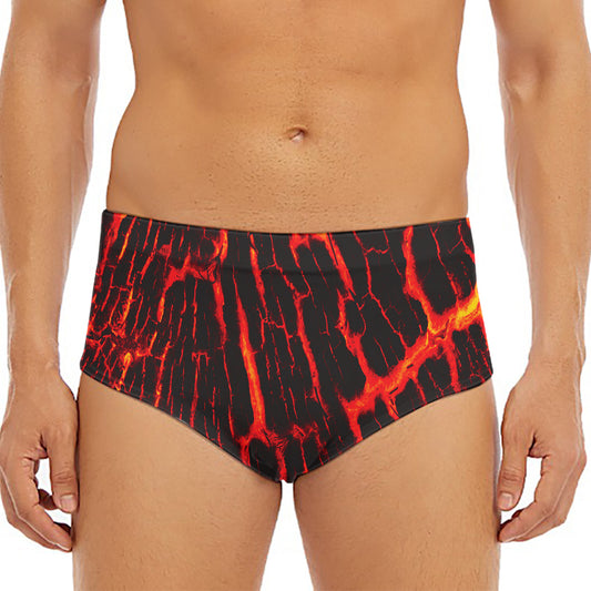 Lava Burning Print Men's Triangle Swim Briefs