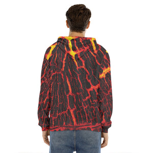 Lava Burning Print Men's Velvet Pullover Hoodie