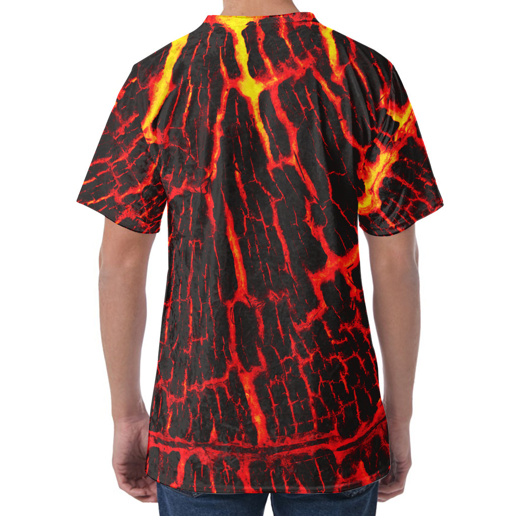 Lava Burning Print Men's Velvet T-Shirt