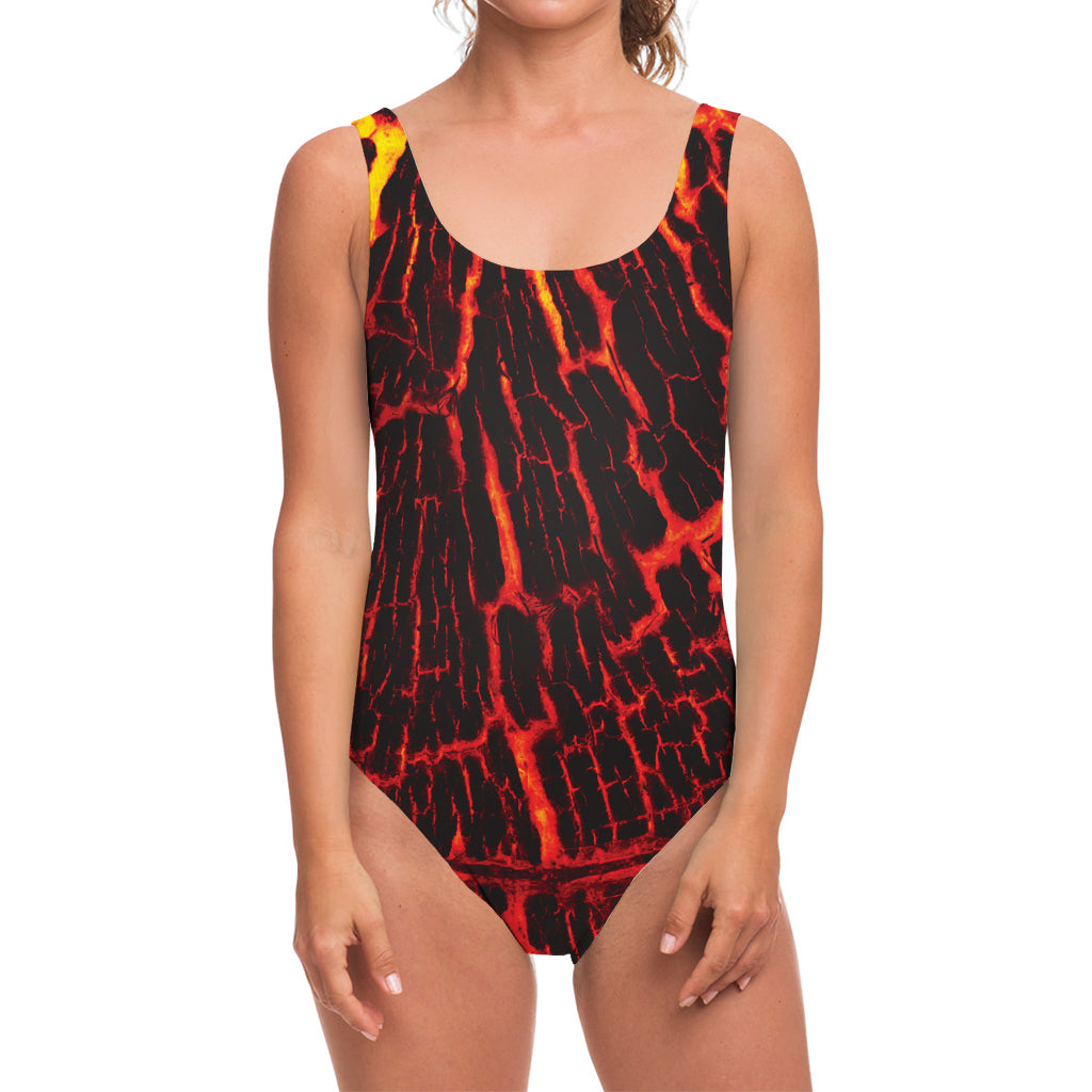 Lava Burning Print One Piece Swimsuit