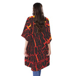 Lava Burning Print Open Front Beach Cover Up