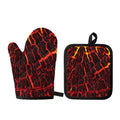 Lava Burning Print Oven Mitt And Pot Holder Set