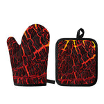 Lava Burning Print Oven Mitt And Pot Holder Set