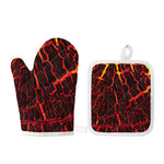 Lava Burning Print Oven Mitt And Pot Holder Set
