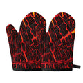 Lava Burning Print Oven Mitts