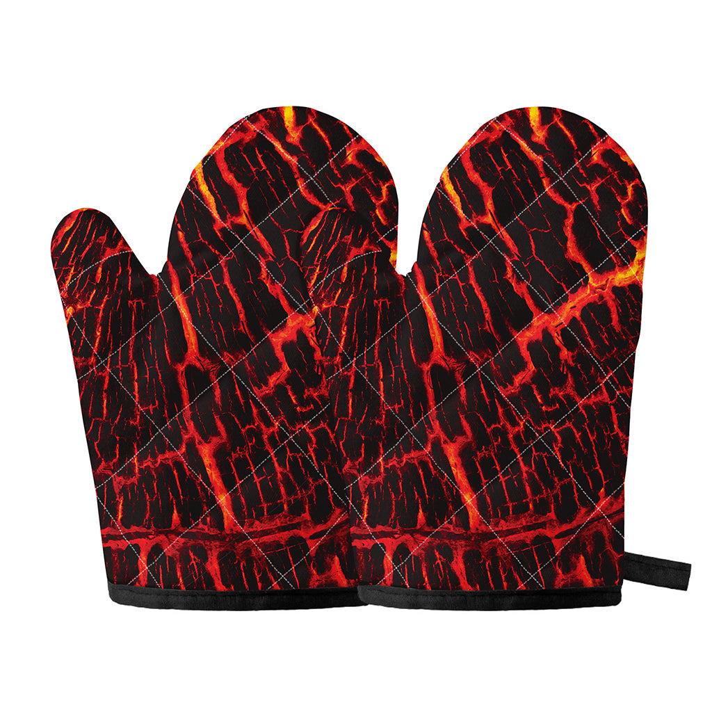 Lava Burning Print Oven Mitts