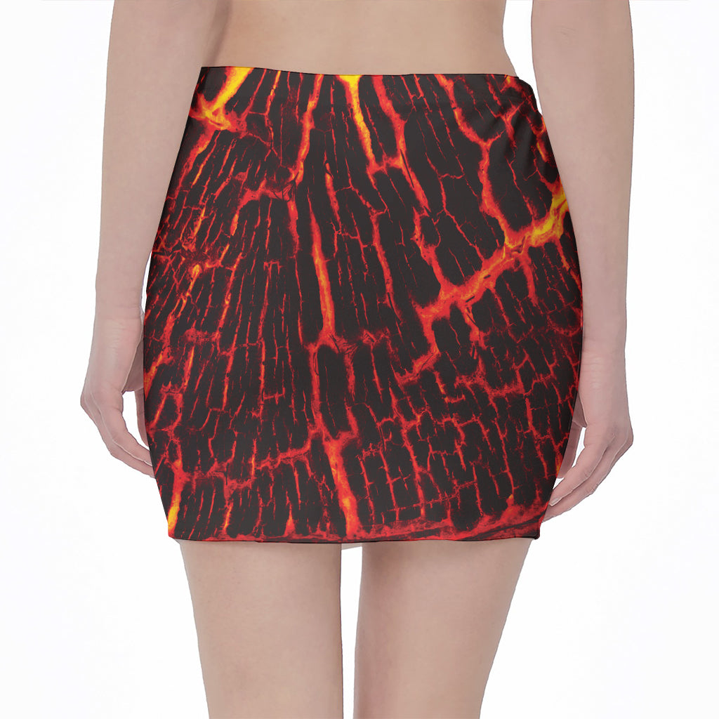 Lava Burning Print Pencil Mini Skirt