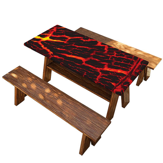 Lava Burning Print Picnic Table Cover