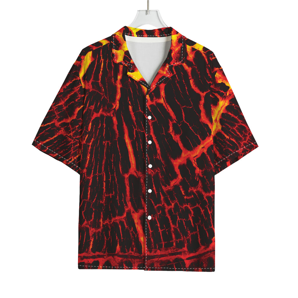 Lava Burning Print Rayon Hawaiian Shirt