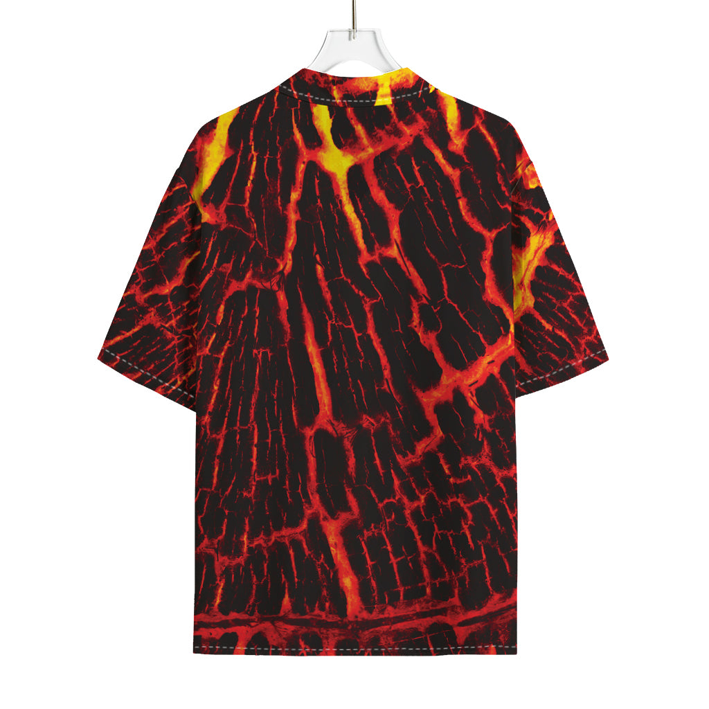 Lava Burning Print Rayon Hawaiian Shirt