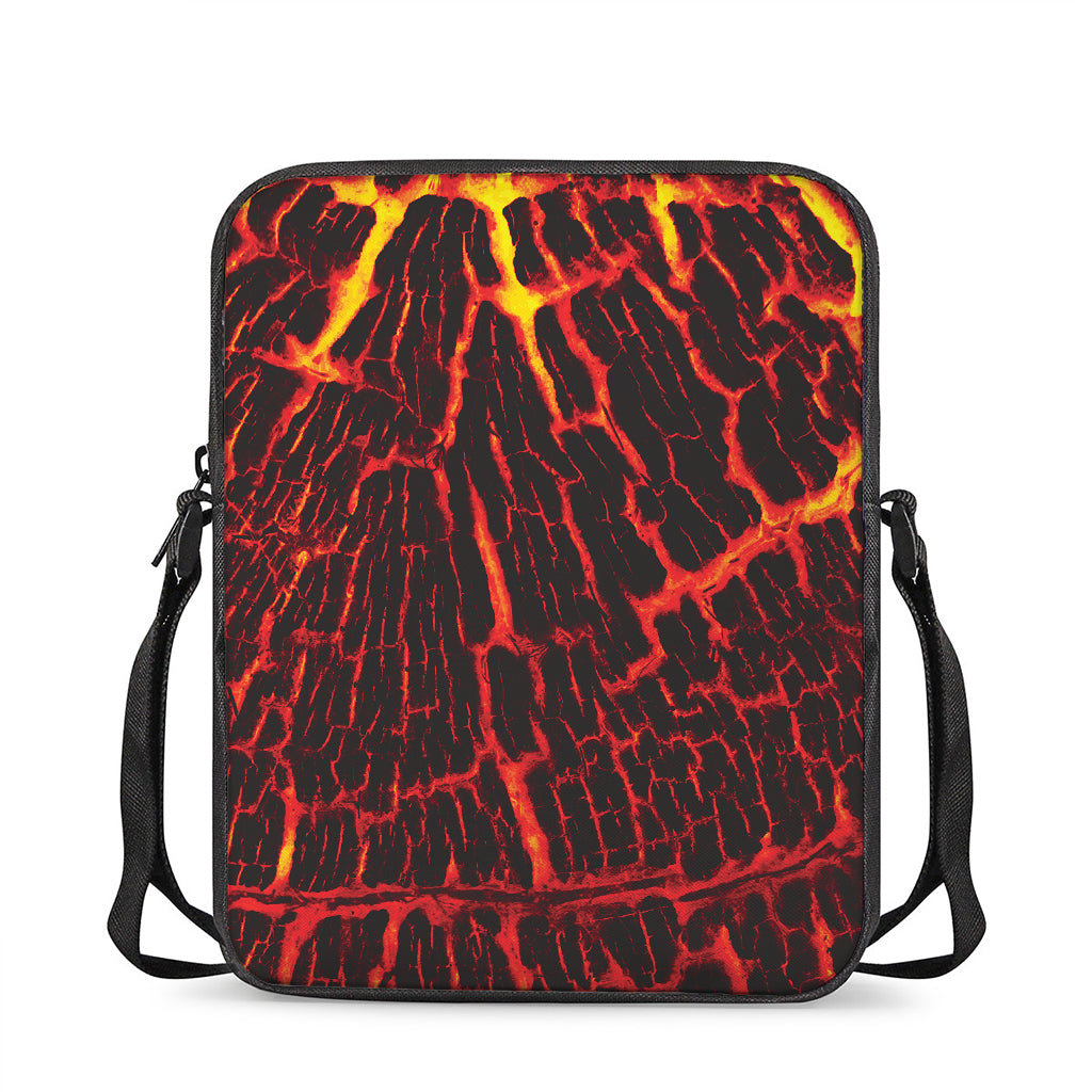 Lava Burning Print Rectangular Crossbody Bag