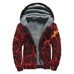 Lava Burning Print Sherpa Lined Zip Up Hoodie