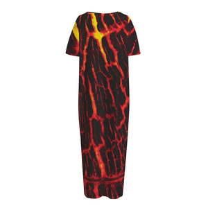 Lava Burning Print Short Sleeve Long Nightdress