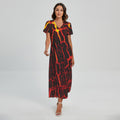 Lava Burning Print Short Sleeve Maxi Dress