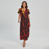 Lava Burning Print Short Sleeve Maxi Dress