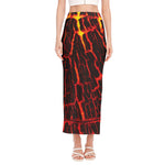 Lava Burning Print Side Slit Maxi Skirt