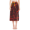 Lava Burning Print Side Slit Midi Skirt