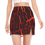 Lava Burning Print Side Slit Mini Skirt