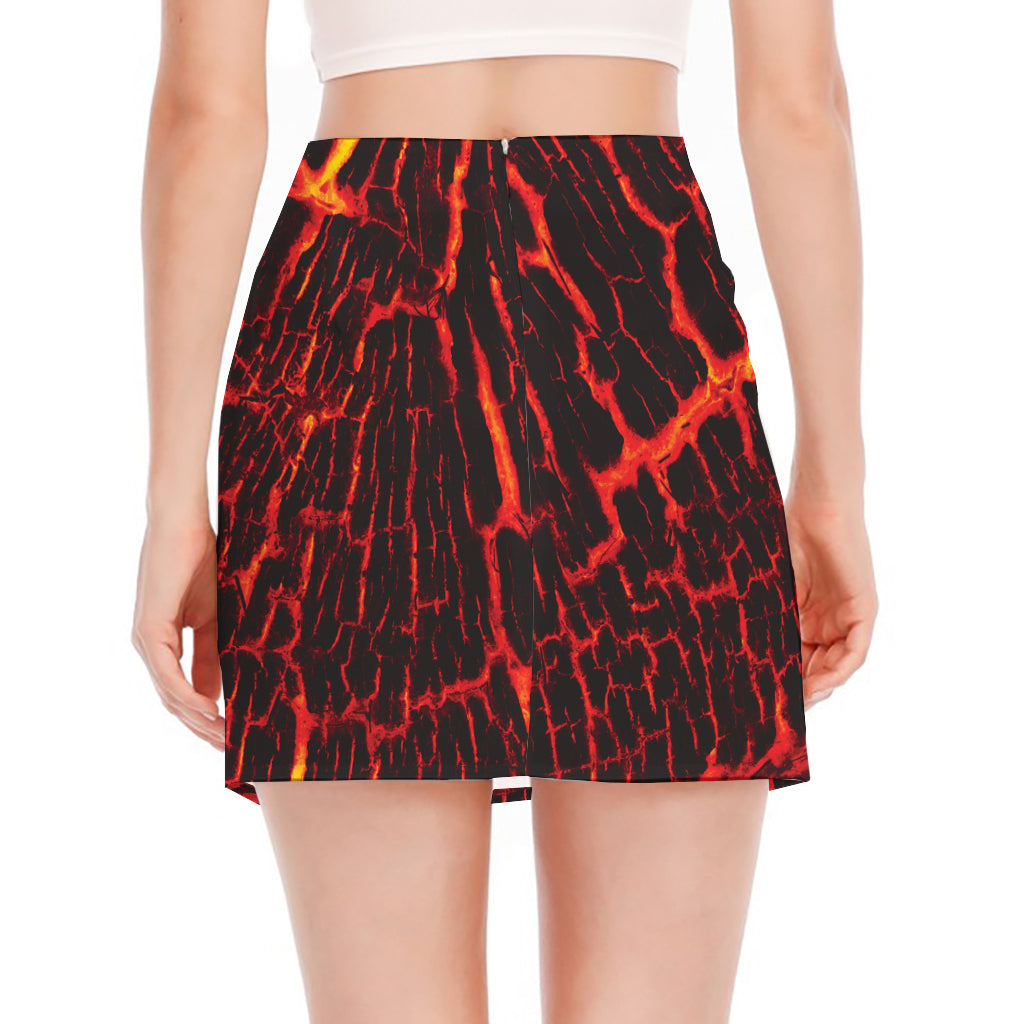 Lava Burning Print Side Slit Mini Skirt