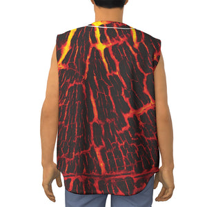 Lava Burning Print Sleeveless Baseball Jersey