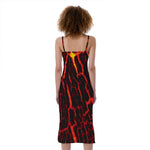 Lava Burning Print Slim Fit Midi Cami Dress