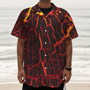 Lava Burning Print Textured Short Sleeve Shirt