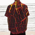 Lava Burning Print Textured Short Sleeve Shirt