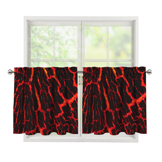 Lava Burning Print Tier Curtains