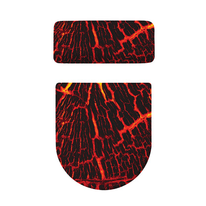 Lava Burning Print Toilet Lid And Tank Cover Set